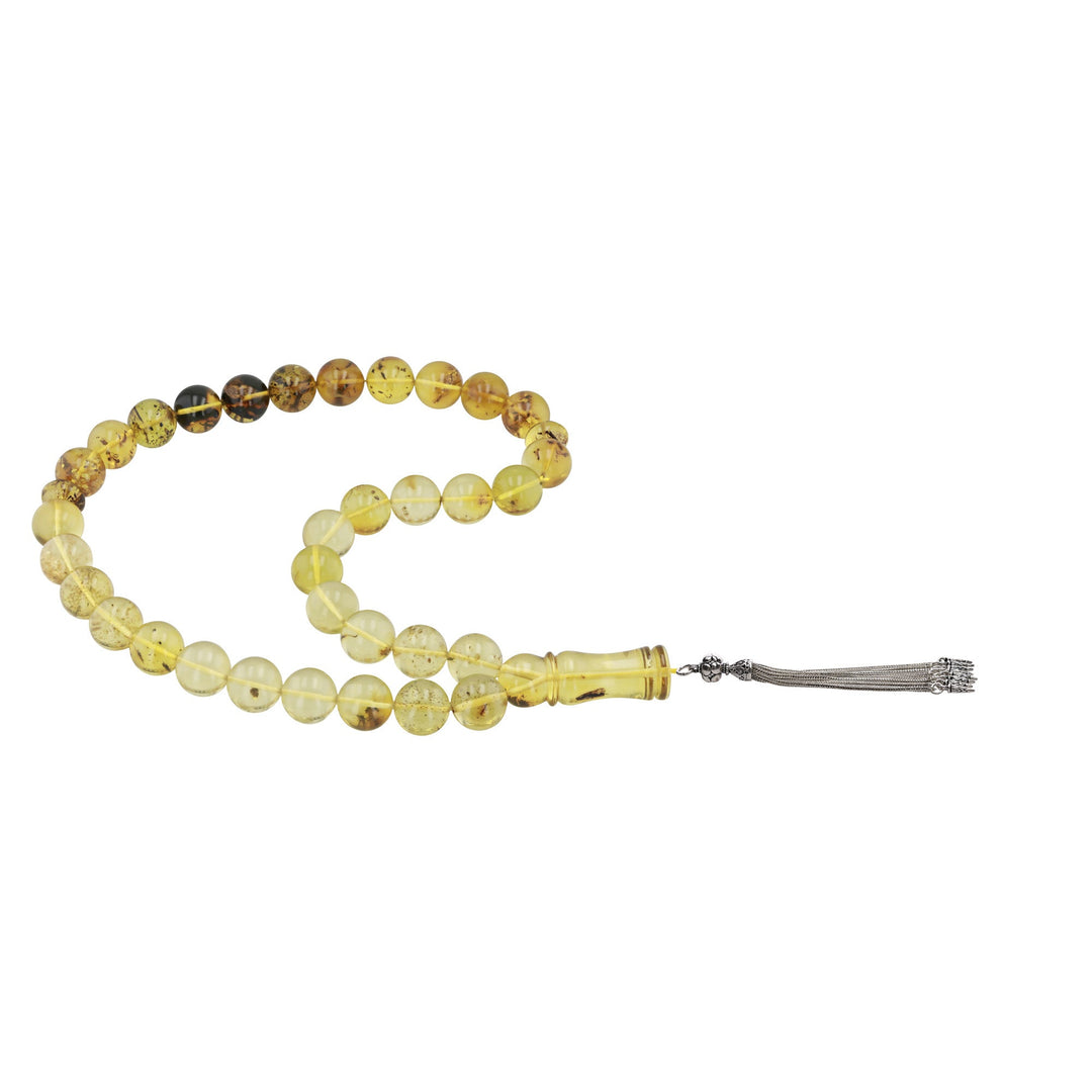 Caribbean Insect Amber 33 Beads Rosary Round Cut