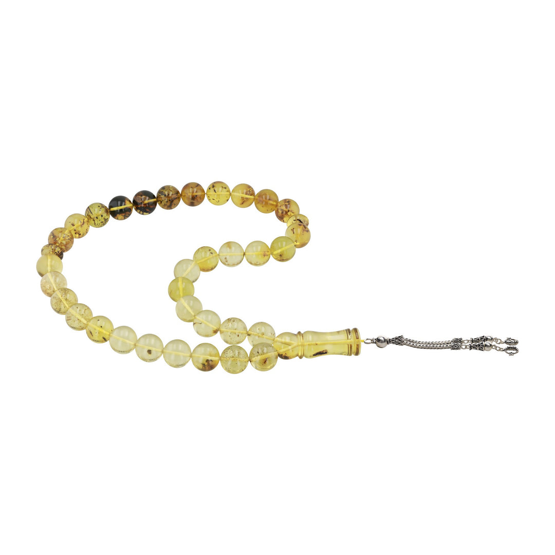 Caribbean Insect Amber 33 Beads Rosary Round Cut