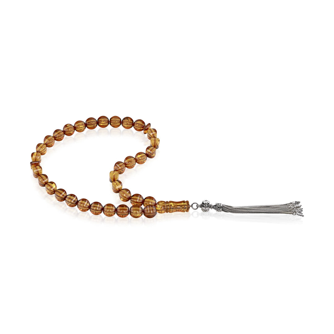 Caribbean Honey Amber 33 Beads Rosary Diamond Cut 3