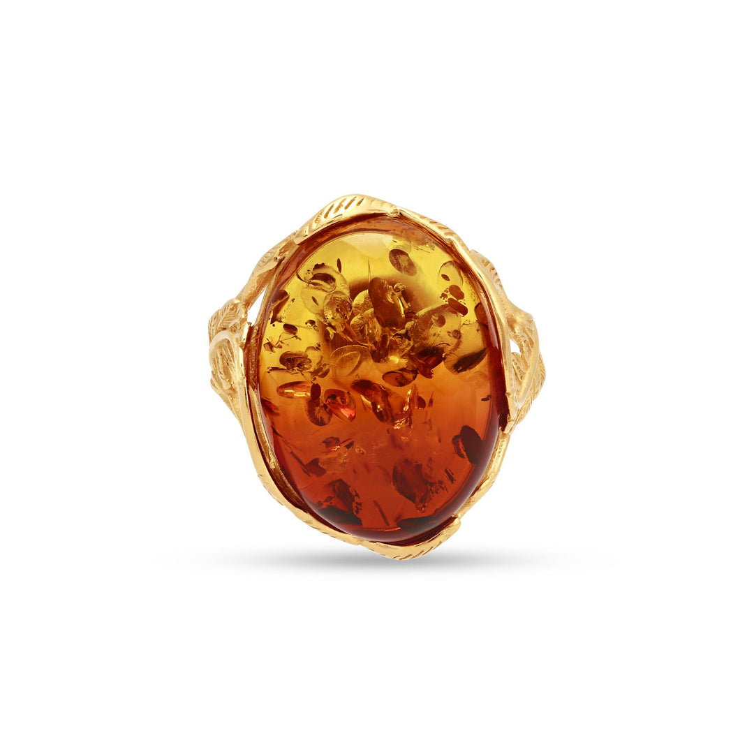 Bague en pierre ombrée à feuilles