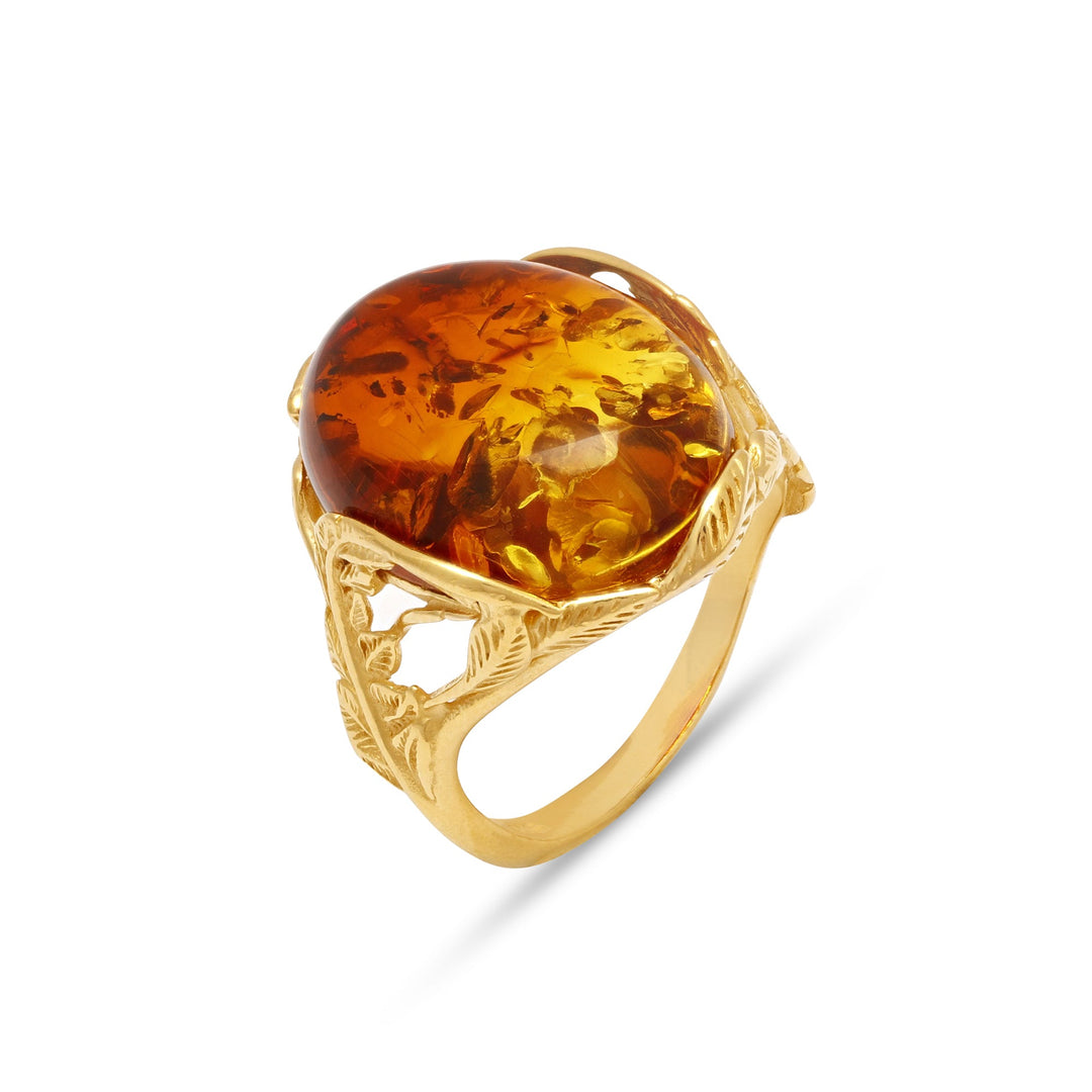 Bague en pierre ombrée à feuilles