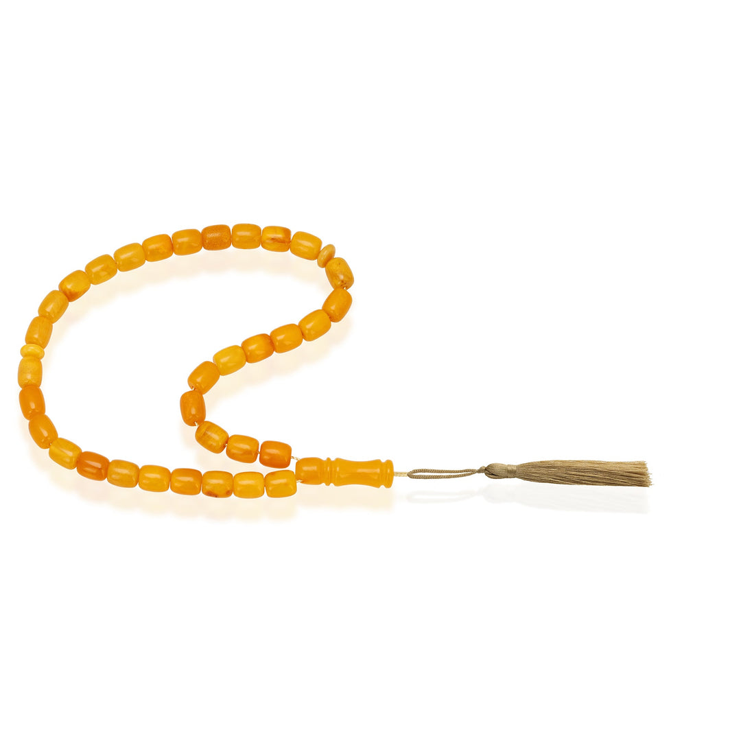 Baltic Antique Amber 33 Beads Rosary Barrel Cut