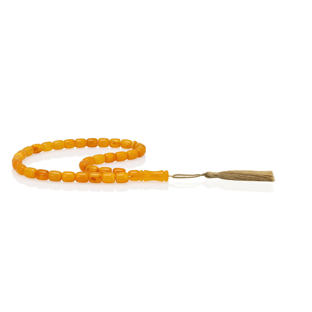 Baltic Antique Amber 33 Beads Rosary Barrel Cut