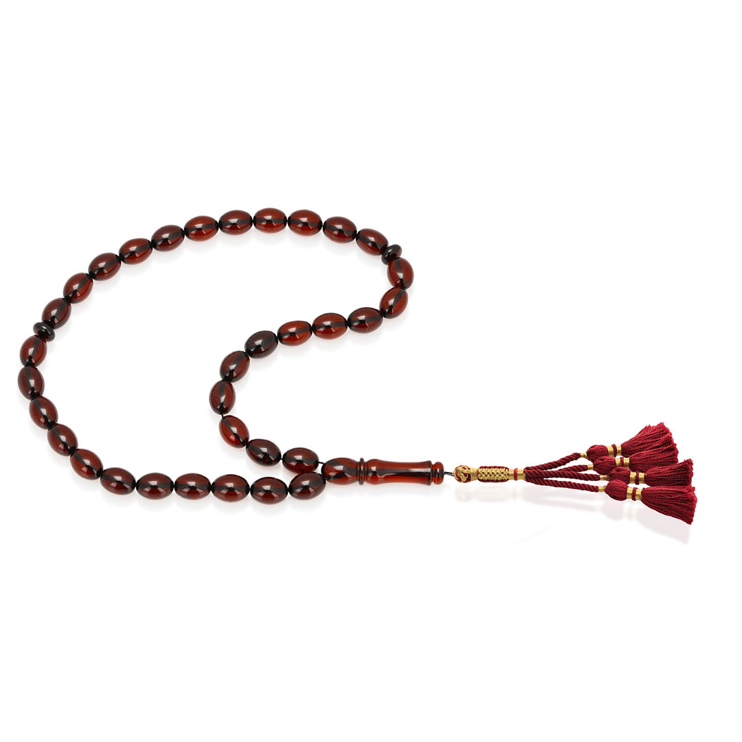 Baltic Cherry Amber 33 Beads Rosary Olive Cut