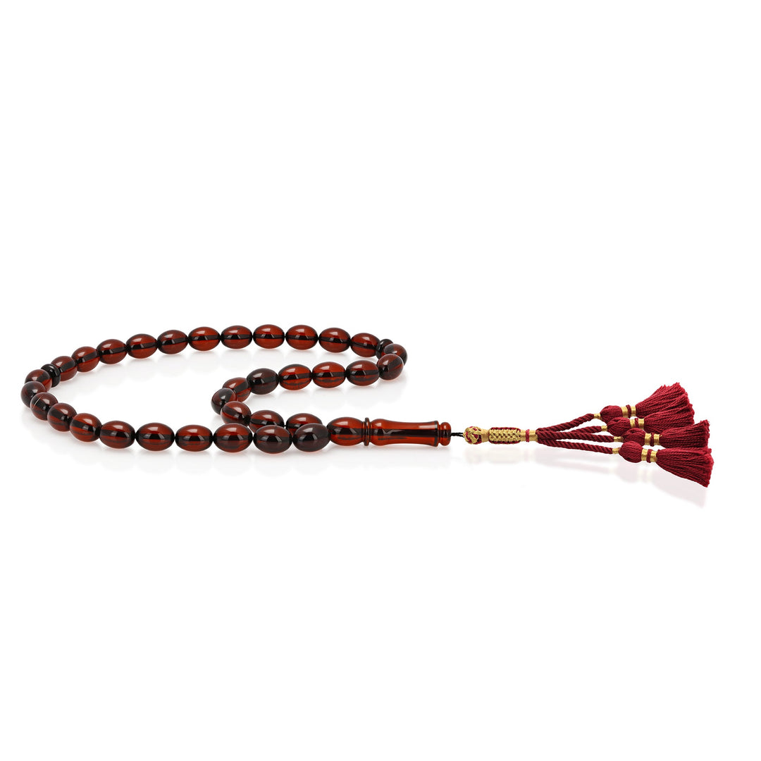 Baltic Cherry Amber 33 Beads Rosary Olive Cut