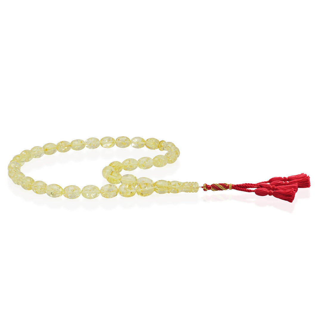 Baltic Lemon Amber 33 Beads Rosary Olive Cut