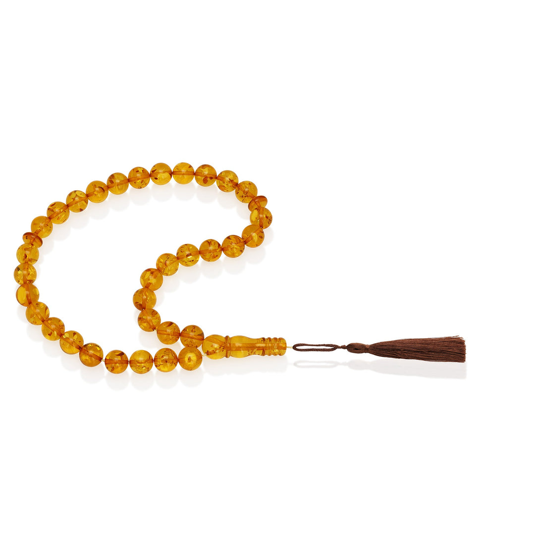 Baltic Honey Amber 33 Beads Rosary Round Cut 1