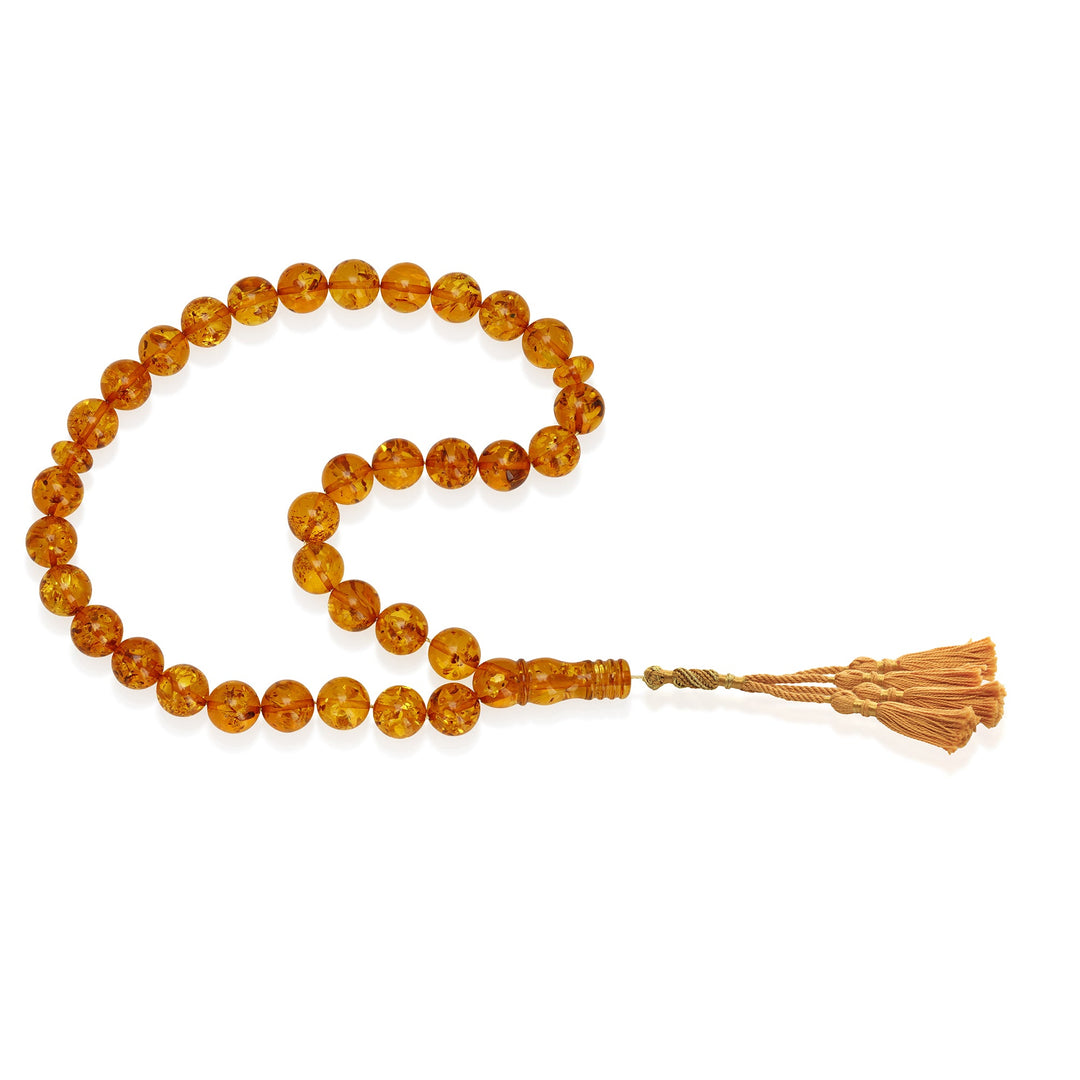 Baltic Honey Amber 33 Beads Rosary Round Cut 2