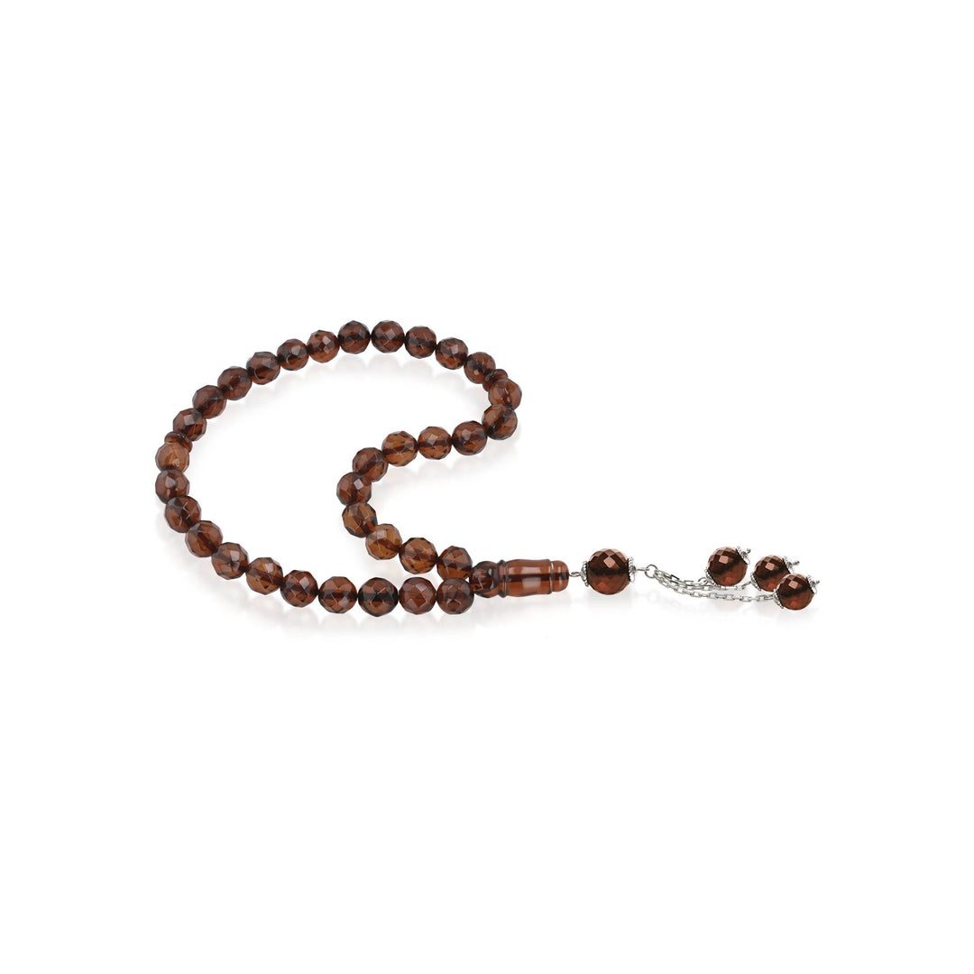 Baltic Cherry Amber 33 Beads Rosary Round Cut Faceted