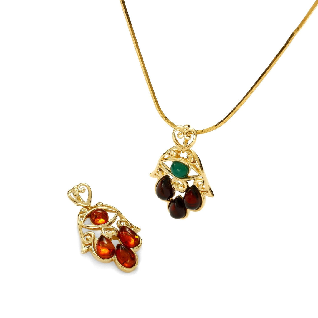 Hand of Fatima Cognac Pendant - Koraba