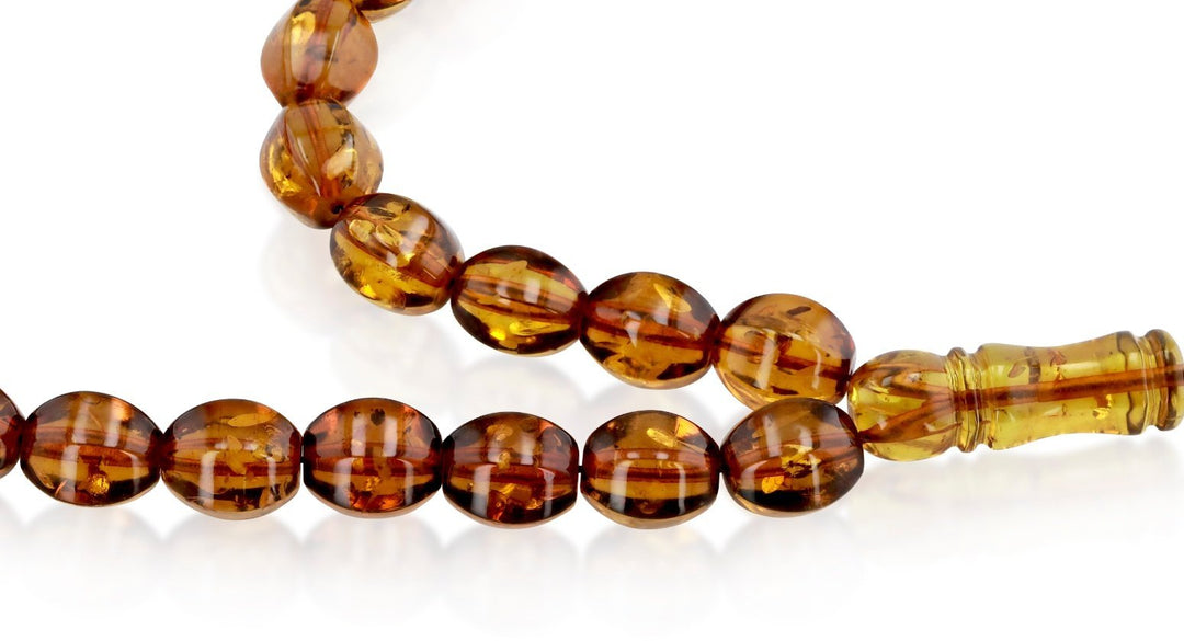 Natural Caribbean Amber Diamond Cut 4 Cognac 33 Rosary beads - Koraba