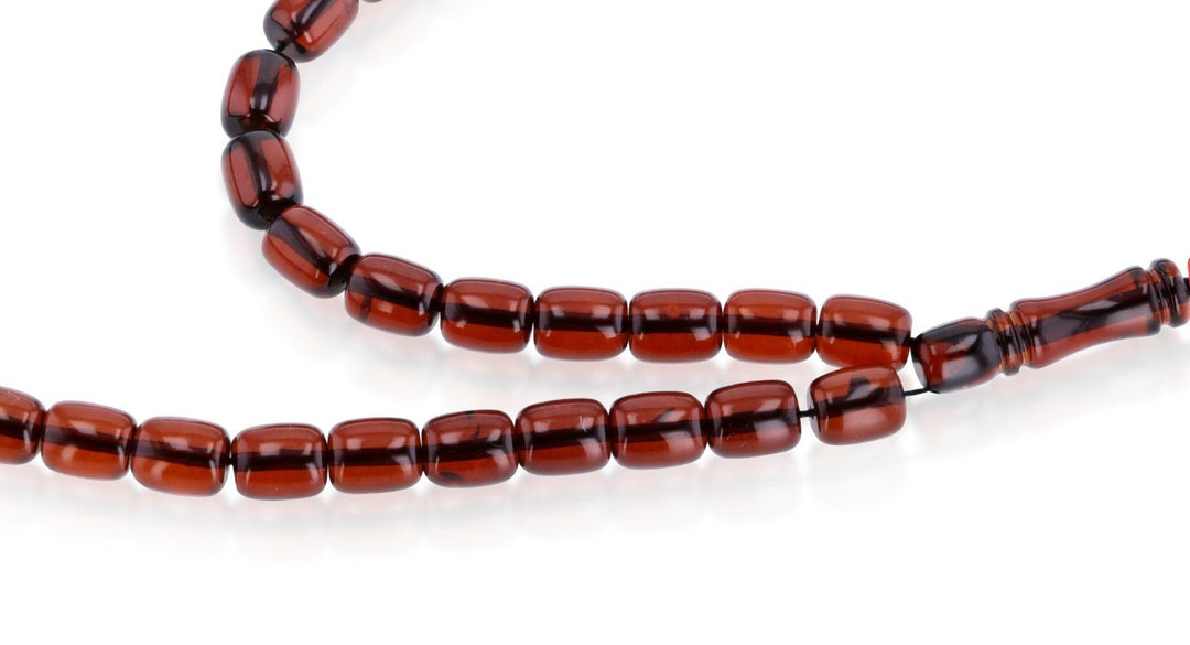 Natural Caribbean Amber Rosary Barrel Cut 1 Cherry Color 66 Beads - Koraba