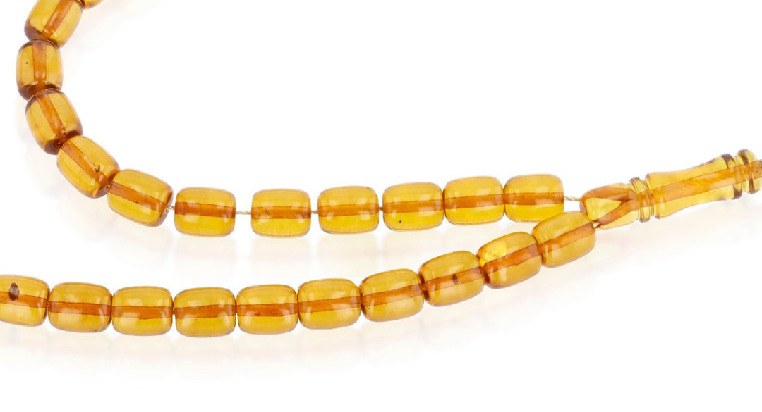 Natural Caribbean Amber Rosary Barrel Cut 1 Cognac Color 66 Beads - Koraba