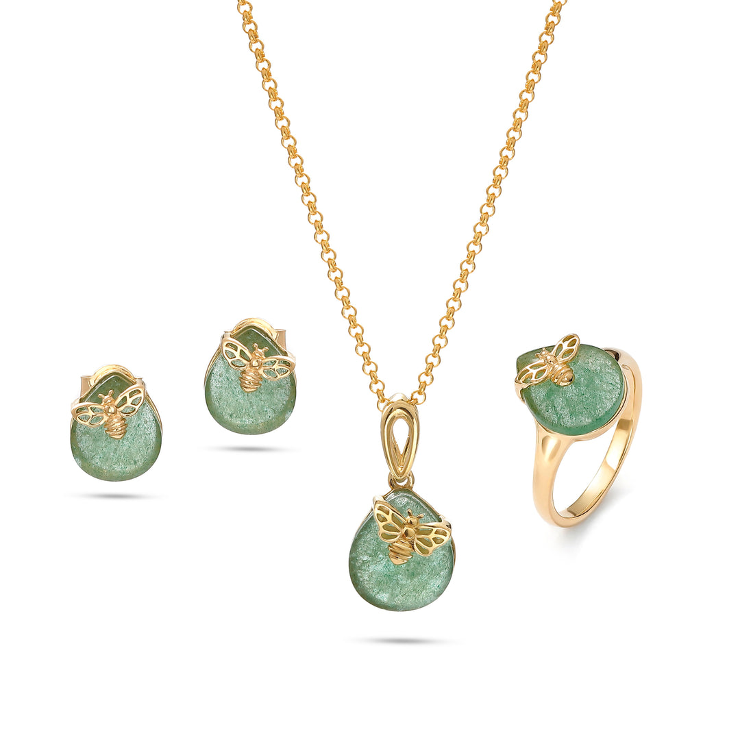 Kolczyki Queen Bee Quartz Green