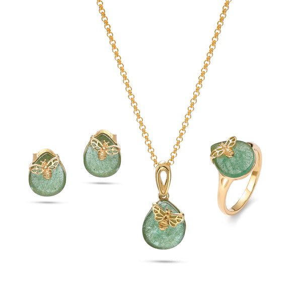 Kolczyki Queen Bee Quartz Green