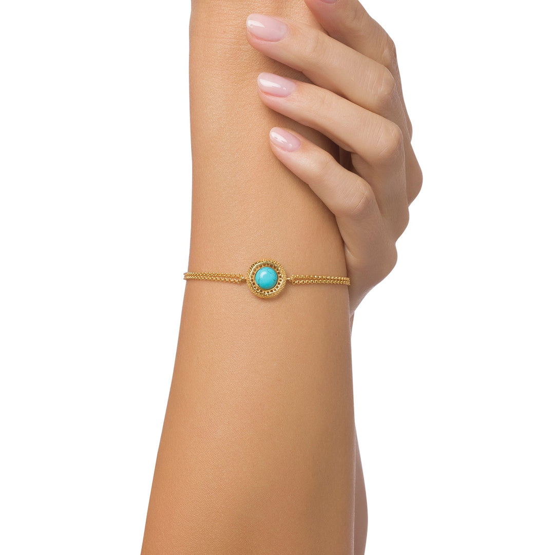 Bracelet Turquoise Toile Dorée