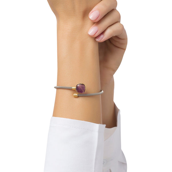 Bracelet manchette enroulé en améthyste