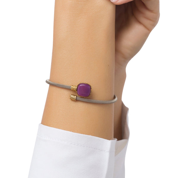 Bracelet manchette enroulé en agate