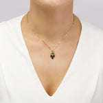 Load image into Gallery viewer, Hand of Fatima Cherry and Green Pendant
