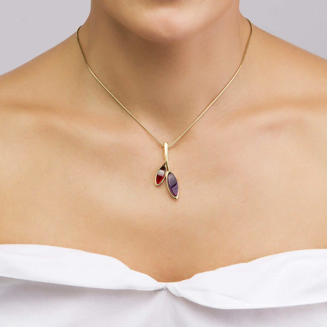 Pendentif Morning Dew violet et cerise