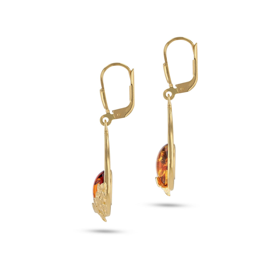 Boucles d'oreilles guirlande de fleurs miel
