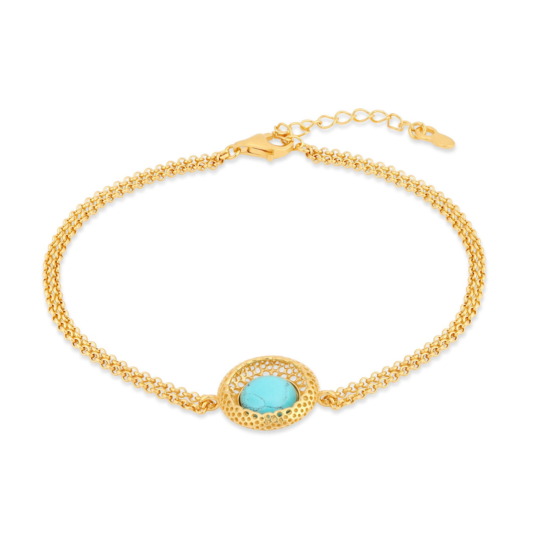 Bracelet Turquoise Toile Dorée
