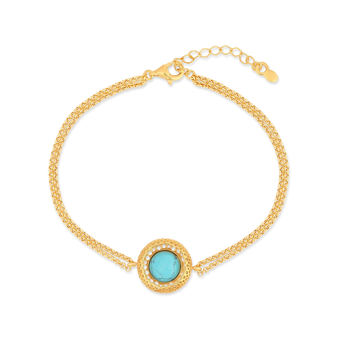 Bracelet Turquoise Toile Dorée