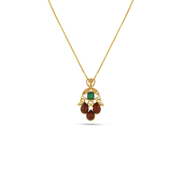 Hand of Fatima Cherry and Green Pendant - Koraba