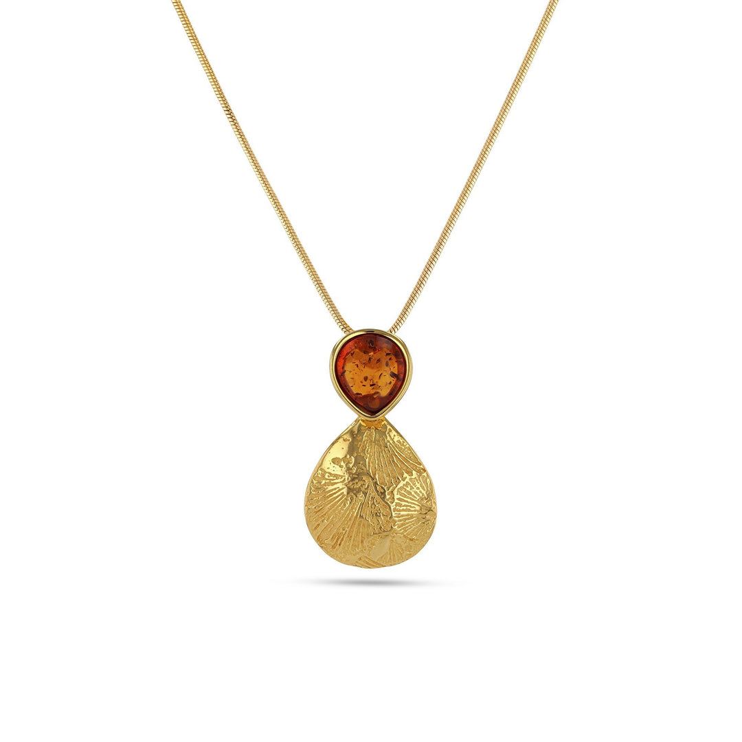 Sunny Leaf Print Cognac Pendant - Koraba